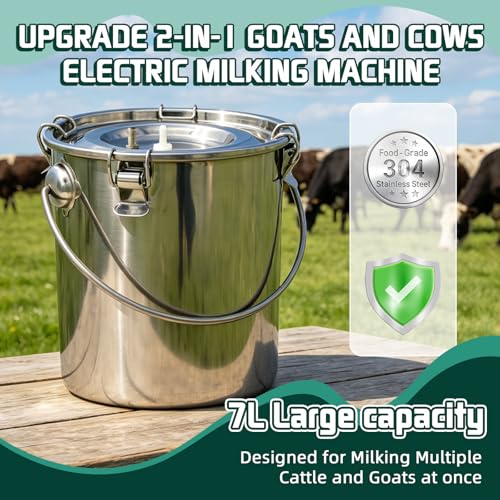 2in1 Cow & Goat Milking Machine 7L Rechargeable Portable Pulsation Milker