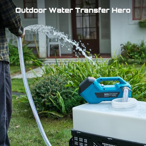 SEESII Cordless Transfer Pump for Water/Diesel, 760GPH & 65FT Lift, 2×4.0Ah