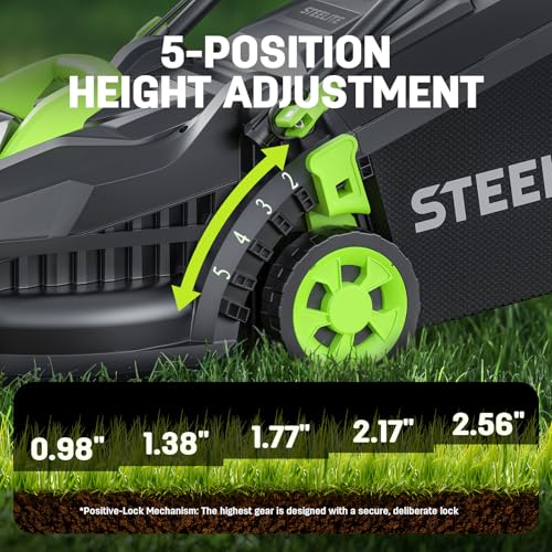 STEELITE 13-Inch Cordless Electric Lawn Mower for Small Yards