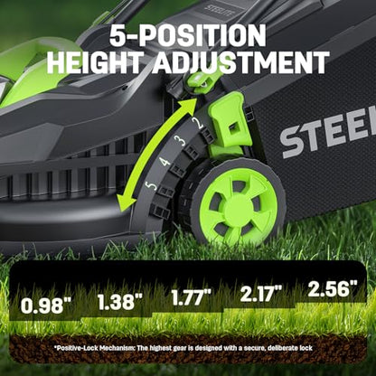 STEELITE 13-Inch Cordless Electric Lawn Mower for Small Yards