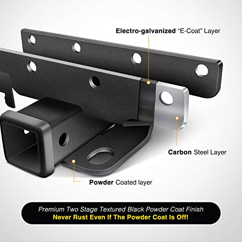 Nilight - JK-61A 2" inch Rear Bumper Tow Trailer Hitch Receiver Kit, Compatible for 2007-2018 Jeep Wrangler JK 4 Door & 2 Unlimited, w/4-Pin Wiring Harness (Exclude JL Models) - color: JK 2007-2018 Tow Hitch Receiver