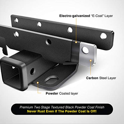 Nilight - JK-61A 2" inch Rear Bumper Tow Trailer Hitch Receiver Kit, Compatible for 2007-2018 Jeep Wrangler JK 4 Door & 2 Unlimited, w/4-Pin Wiring Harness (Exclude JL Models) - color: JK 2007-2018 Tow Hitch Receiver