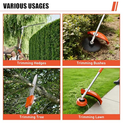 Baotree 52cc 6 in 1 Gas Hedge Trimmer, Weed Eater, String Trimmer, Edger, Pole Saw Chainsaw Pruner with EPA, CE and EMC Certification