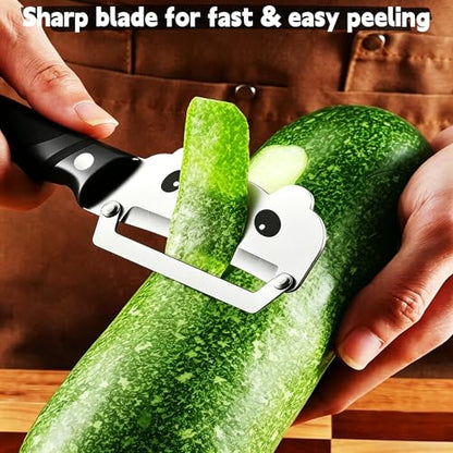 TEEVEA Vegetable Peeler, Stainless Steel Black PP Handle for Potato, Apple - color: Walnut-Silver-2