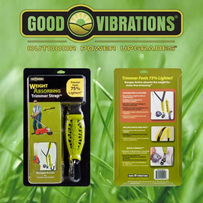 Good Vibrations Zero Gravity - Universal Weight Absorbing String Trimmer Strap with Bungee PRO-X System & Deluxe Comfort Shoulder Pad - Reliefs Body Tensions & Stabilizes Trimmer for Maximum Control
