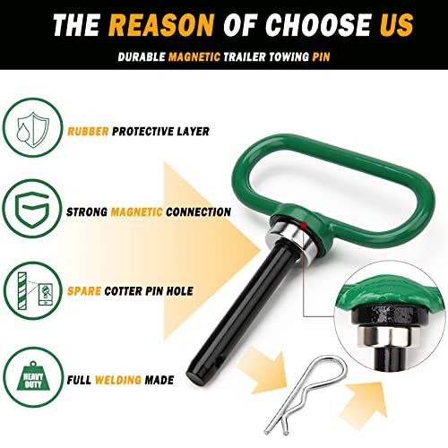 2 Packs Magnetic Hitch Pin, 1/2 Inch Lawn Mower Trailer Hitch Pins - color: GREEN-2pc