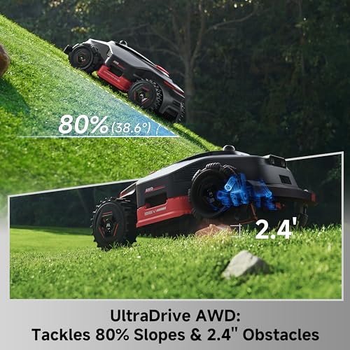 MOVA LiDAX Ultra 3000 AWD Robot Lawn Mower Wire Free RTK Free for up to 0.75 Acre*Dual Maps, 360° 3D LiDAR & AI Dual Vision Mapping, Robotic Mower with 4G, for 80% Slopes, Cutting Height 1.2”–3.9“ - color: 3000 AWD: Mows up to 0.75acre