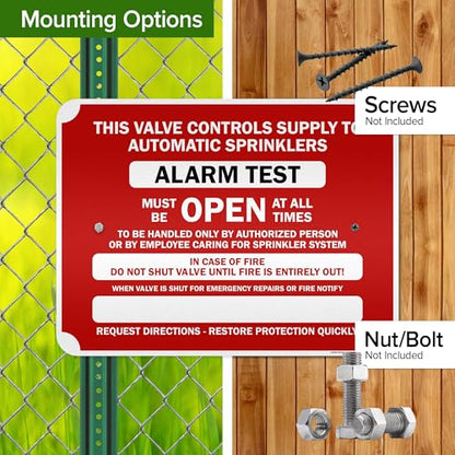 This Valve Controls Supply To Automatic Sprinklers Alarm Test Sign, 18x24 Inches, 3M EGP Reflective .080 Aluminum, Fade Resistant, Made in USA by My Sign Center - size: 18x24 Reflective Aluminum