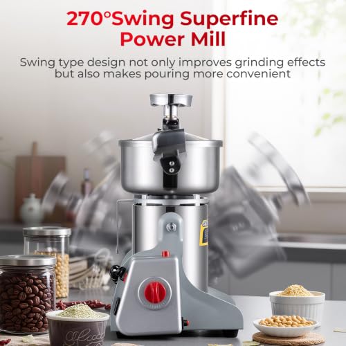 Grain Mill Grinder, 800g Electric Grain Mill for Flour, 3000W High-speed Wheat Grinder with Bottle-Cap Style Sealing Lid, 110V Commercial Powder Grinder for Dry Spice Bean Grains Coffee Pepper - size: 800G