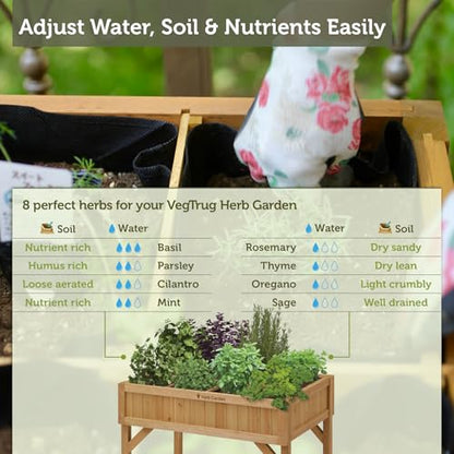 VegTrug Custom Herb Garden Planter Box, Natural Cedar Wood - Versatile Multi-Liner Raised Garden Bed with Storage Shelf for Patio, Balcony & Courtyard Gardening - color: Natural