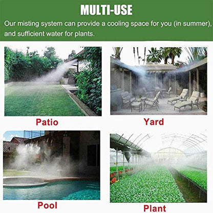 GLANT Misting Cooling System, 33FT (10M) Misting Line + 10 Brass Mist Nozzles + Brass Adapter(3/4") Outdoor Mister for Patio Garden Greenhouse Trampoline for Waterpark (33FT/10M)