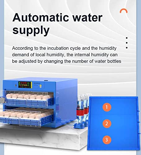 Automatic Egg Incubator Digital Poultry Hatcher Machine ith Automatic Egg Turning, Temperature & Humidity Control, Efficient LED Lighting for Chicken Geese Ducks Pigeons Quails (128 Eggs, B)