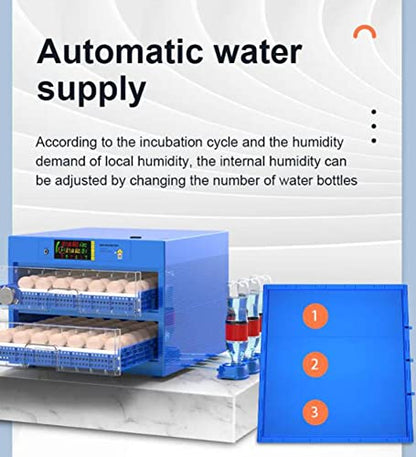 Automatic Egg Incubator Digital Poultry Hatcher Machine ith Automatic Egg Turning, Temperature & Humidity Control, Efficient LED Lighting for Chicken Geese Ducks Pigeons Quails (128 Eggs, B)