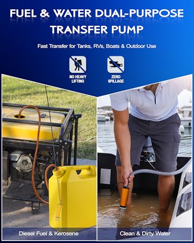 12V 80W Submersible Water Transfer Pump, 5.3GPM High Flow Diesel Water Pump