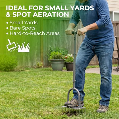 Walensee 4-Row Lawn Aerator Tool with 20 Steel Spikes for Small Yards - style: 4-Row Spikes