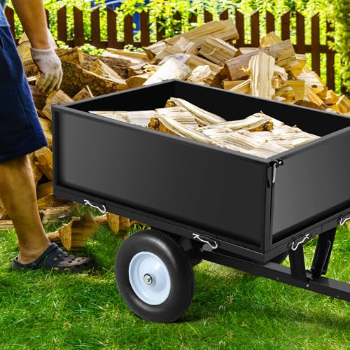 500 LBS Tow Behind ATV Trailer Dump Cart, 11 CU.FT Pull Behind Garden Cart