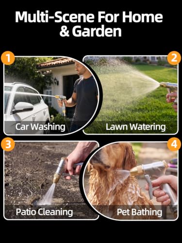 Heavy Duty Metal Garden Hose Nozzle Sprayer with 4 Spray Patterns