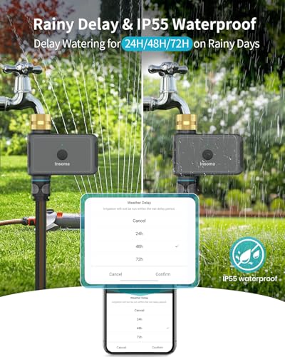 WiFi Hose Timer with Brass Inlet, Smart Water Timer 1 Zone, Sprinkler Timer w/WiFi hub for Remote Control via 2.4Ghz WiFi, Voice/App Controls with Alexa & Google Assistant, for Lawns Yards - size: WiFi Version Brass Inlet