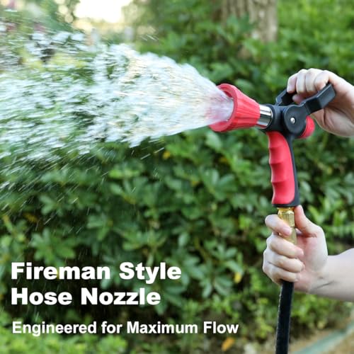 FANHAO High Pressure Fireman's Spray Nozzle, Heavy Duty Metal Hose Nozzle - color: Red