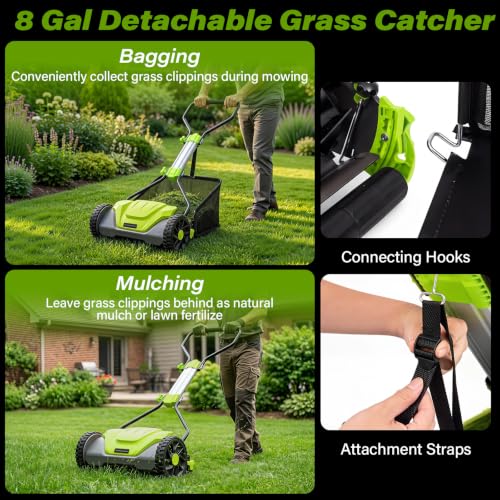 Goplus 16 Inch 5-Blade Push Reel Lawn Mower, Adjustable Cutting Height - color: Green