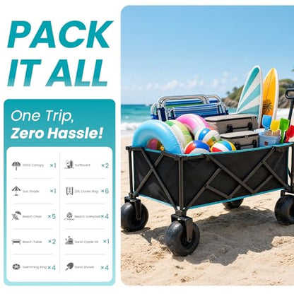 FUNDANGO 300L Beach Wagon with 9" Balloon Wheels, Pump Included - color: Sea Blue