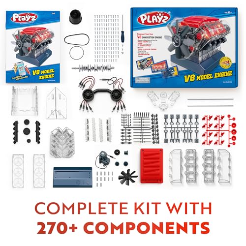 Playz Large V8 Engine Model Kit Build Your Own Mini V8 Engine kit that Runs - style: V8 Engine