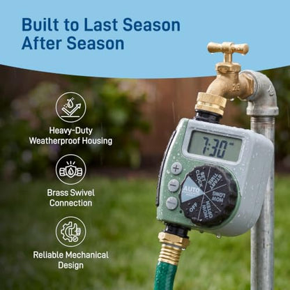 Orbit One Outlet Single-Dial Hose Faucet Timer - Easy Programmable - For Garden Watering System - LCD Hose Timer with Adjustable Watering Schedule - 62056 - size: Single