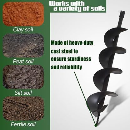 6 Inch Auger Bit Pneumatic Column Fence Digger Soil Drill Bit 6 Inch Ball Bed Digging Pile Hole Planting Tool for Inside Diameter 3/4 Inch Shaft Auger - size: 6 Inch