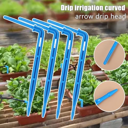 15Pcs 90 Degree Micro Drip Irrigation Kit 4/7mm Hose Garden Curved Arrow Water Saving Drip Irrigation Tool Irrigation System (Blue) - color: Blue