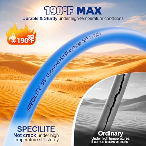 SPECILITE Hot/Cold Retractable Garden Hose Reel 50ft x 5/8", Blue - color: Blue