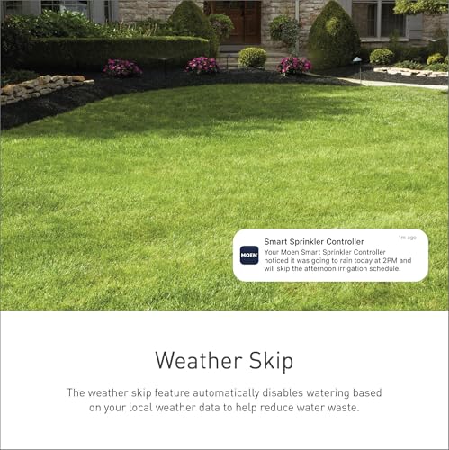 Moen 8-Zone Smart Sprinkler Controller, Wi-Fi Connectible Smart Irrigation System with Automatic Water Timer, WICNT008G1USA