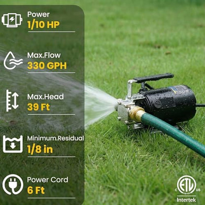 Trupow Water Transfer Pump, 115V 1/10HP 330GPH Electric Utility Water Pump with 6ft Water Hose Kit, Portable Small Water Pump For Pool Draining, Removing Water From Rain Barrel, Aquariums, etc. - style: 115V AC