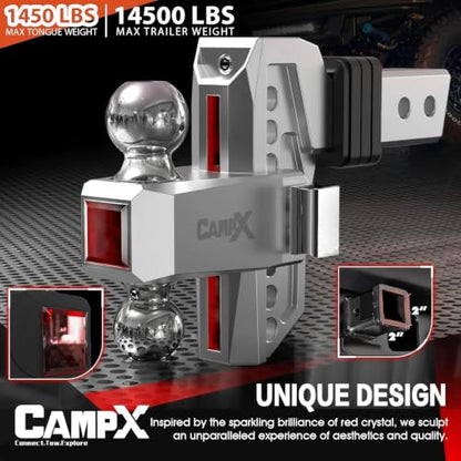 Adjustable Trailer Hitch Fits 2" Receiver 6-Inch Drop/Rise, Silver - color: 2 inch Receiver-Silver