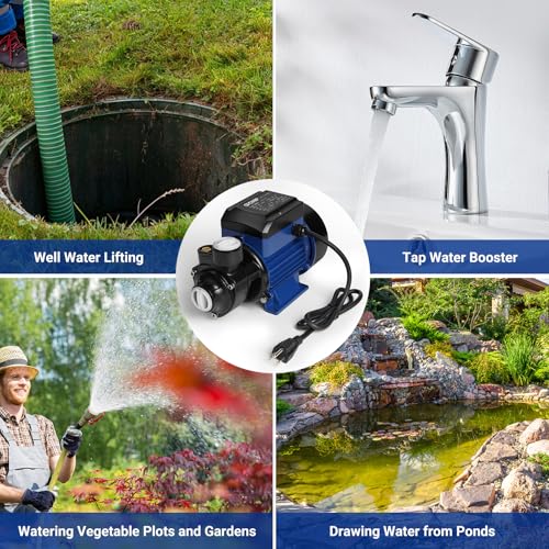 Water Transfer Pump 1/2HP 570GPH 115V 118ft Height Shallow Well Pump Vortex Clean Water Pump for Household Water Booster,Garden Lawn Irrigation,Pond Water Supply