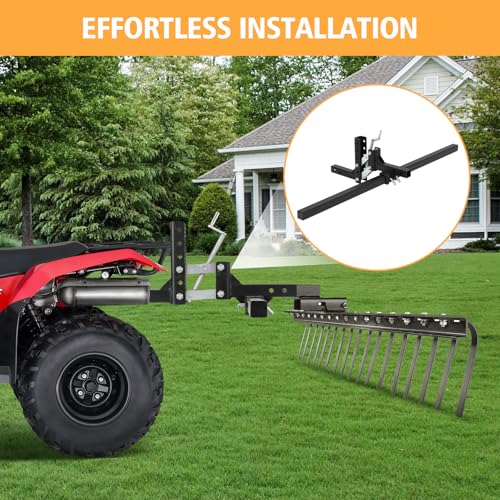 ATV/UTV Manual Implement Lift, UTV ATV Rake Scrape Blade Plow Disc Tow Behind Attachments, 50 in, Adjustable Height, 1-Point and 2-Inch Receiver, Black
