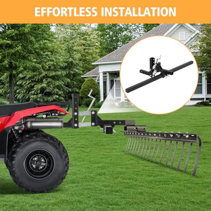 ATV/UTV Manual Implement Lift, UTV ATV Rake Scrape Blade Plow Disc Tow Behind Attachments, 50 in, Adjustable Height, 1-Point and 2-Inch Receiver, Black