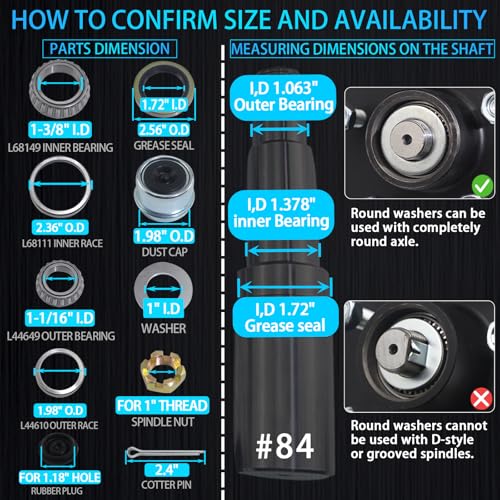 iBroPrat 4 Sets 3500 LB L68149 L44649 Boat Trailer Axle Bearing Kits