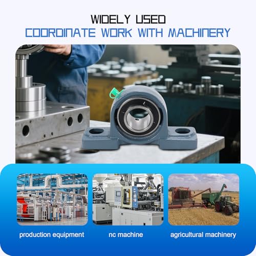 2 Pack UCP207-20 Pillow Block Bearing, 1-1/4 inch Bore Pillow Block Mounted Ball Bearings, Solid Cast Iron Base, Self-Alignment, Heavy Duty - size: UCP207-20