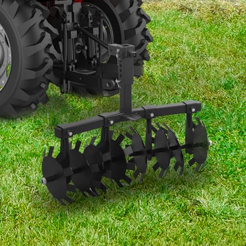Disc Plow Harrow 32 Inch with Universal 2" Receiver Mount for ATV/UTV, Adjust Height Heavy Duty Width Cut Disc Plow Durable Steel Round Plow Harrow