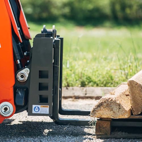 Titan Attachments Economy Series Pallet Fork Frame, 42" Fork Blades, Skid Steer Quick Tach Connection, Rated 4000 LB, Conus 2 Hay Spear Sleeves and 2" Receiver Hitch Included - style: 42" Forks