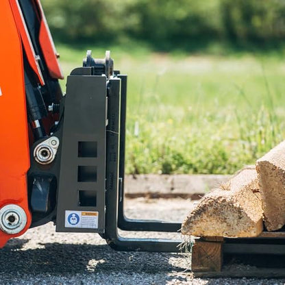 Titan Attachments Economy Series Pallet Fork Frame, 42" Fork Blades, Skid Steer Quick Tach Connection, Rated 4000 LB, Conus 2 Hay Spear Sleeves and 2" Receiver Hitch Included - style: 42" Forks