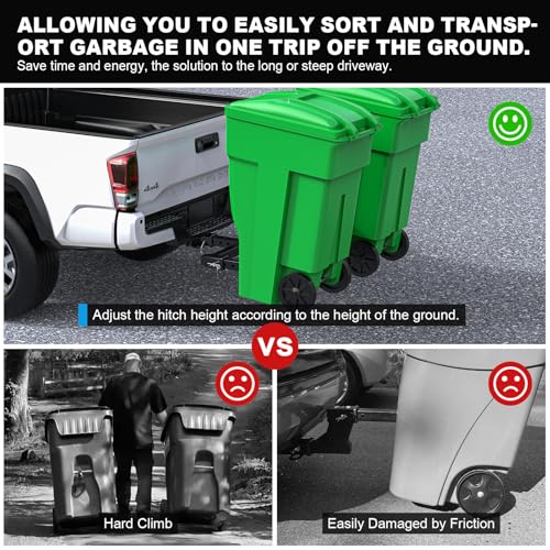 High-Loading Dual Trash Can Hauler Hitch for 2" Receiver Fit Pickup Truck