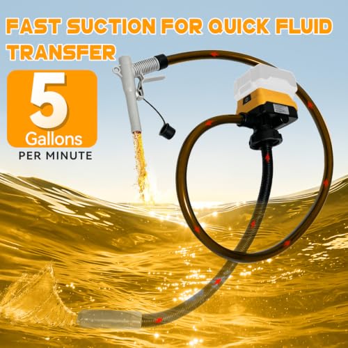 Fuel Transfer Pump with Auto Shut-Off Compatible with DeWalt 20V Battery - color: Black