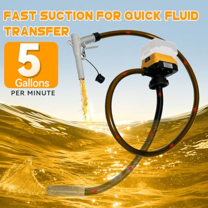 Fuel Transfer Pump with Auto Shut-Off Compatible with DeWalt 20V Battery - color: Black