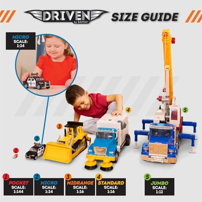 Driven by Battat Bulldozer Toy, 1:24 Scale with Sound, Orange, Trucks - style: Bulldozer
