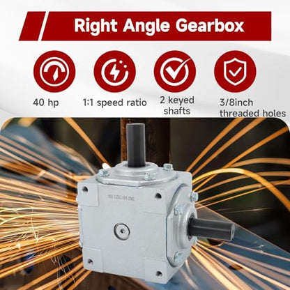 findmall Right Angle Gearbox with 2 Keyed Shafts CW/CW 1:1