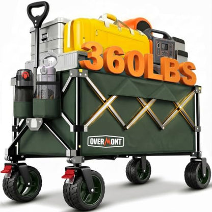 Overmont Ultra-Compact Collapsible Wagon Cart - 200L Utility with Big Wheel - color: Green, size: 360LBS