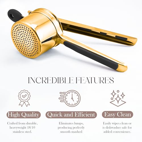 Bellemain Stainless Steel Potato Ricer Mashed Potato Masher, Gold - color: Gold