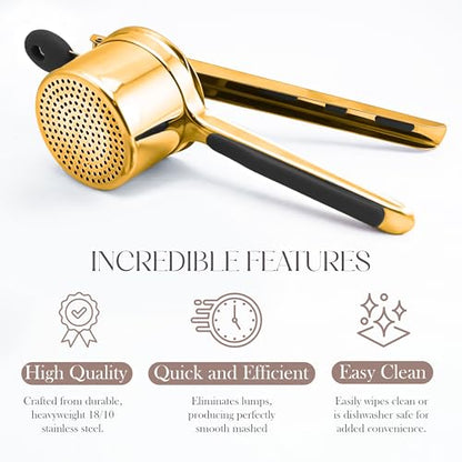 Bellemain Stainless Steel Potato Ricer Mashed Potato Masher, Gold - color: Gold
