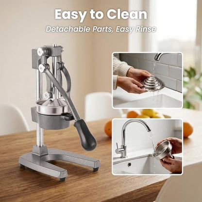 Cast Iron Manual Hand Press Juicer for Citrus & Pomegranate,Grey - color: Grey